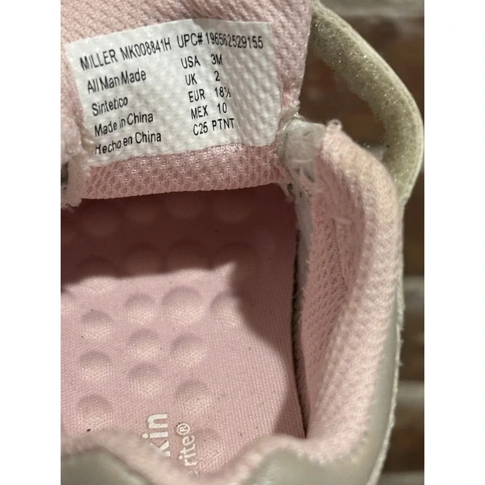 ⁠Stride Rite Miller Shoes Girl Size 3 Beige Pink Metallic Sneakers Toddler
